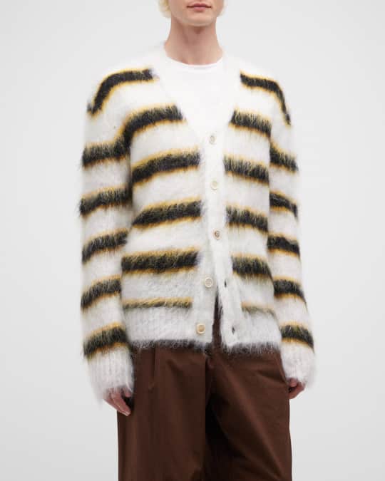Marni Men's Striped Mohair Cardigan Sweater | Neiman Marcus