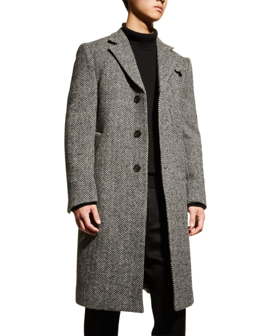 Officine Generale Men's Jack Herringbone Wool Topcoat | Neiman Marcus