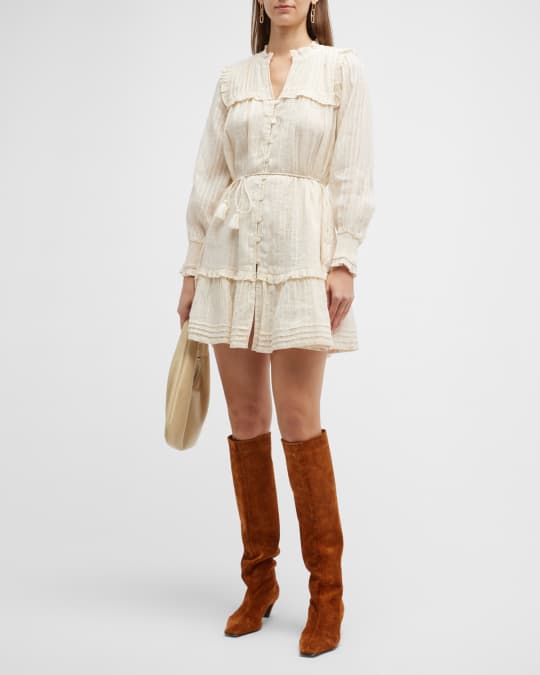 Celine Puff Sleeve Pintuck Mini Dress