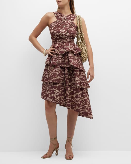 green and pink floral midi dress Isa Green Printed Midi Dress | Women's Clothing