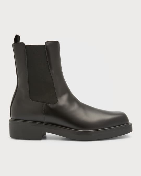 Prada Men s Brushed Leather Chelsea Boots Neiman Marcus