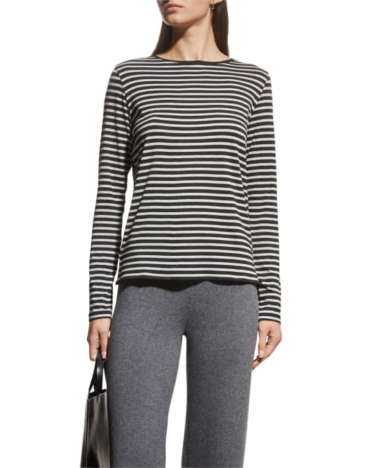 Tシャツ・カットソー MAJESTIC FILATURES Striped linen boat neck T-shirt Majestic Filatures Striped Long-Sleeve Boat-Neck T-Shirt