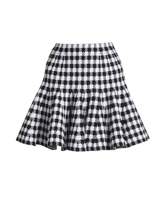 ALAIA Checked Flounce Mini Skirt Neiman Marcus