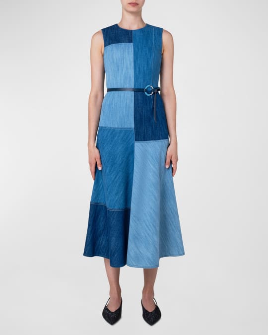 white christmas dresses Short Denim Dress with Polo Collar – Akris Inc main image 1