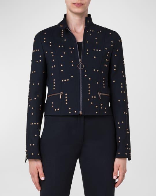 【タグ付き】AKRIS punto ジャケット シアー ドット柄 羽織り M Cropped Jacket with Polka Dot Jacquard