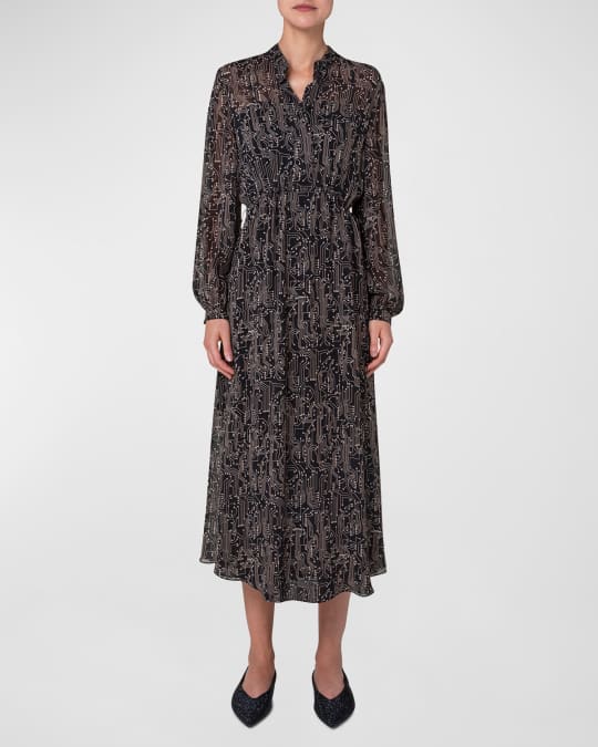 Akris punto Circuit Printed Maxi Dress Neiman Marcus
