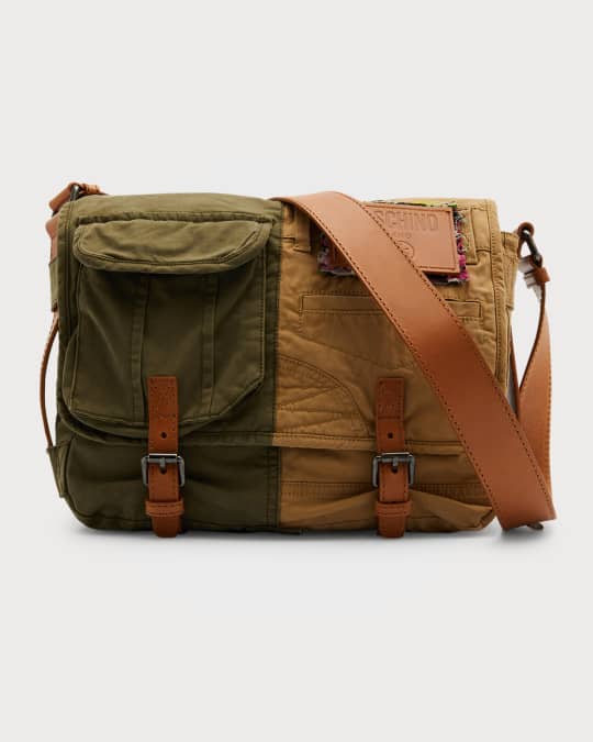 Men s Two Tone Cargo Multi Pocket Messenger Bag