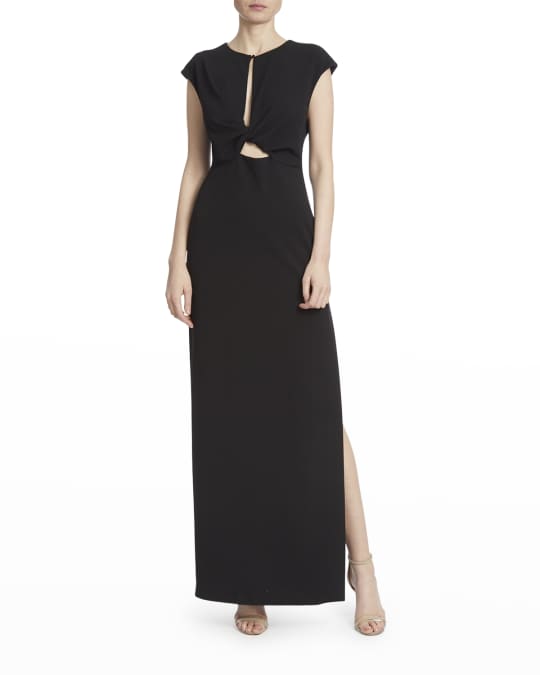 One33 Social Front-Twist Cutout Crepe Gown | Neiman Marcus
