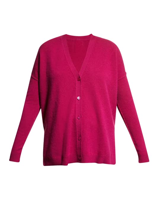 Drop-Shoulder Button-Down Cashmere Cardigan
