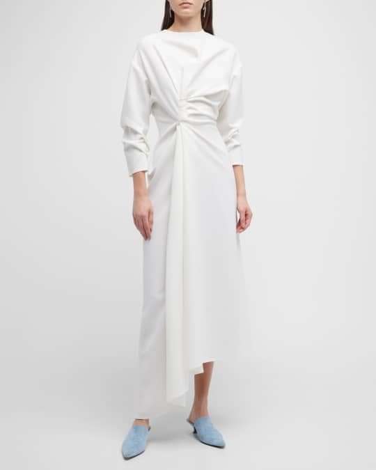 awake mode asymmetric dress A.W.A.K.E.MODE Size XL Beige Navy Cotton Stripe Asymmetrical Dress