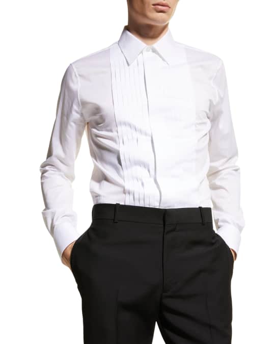 Alexander McQueen Men's Pleated-Bib Tuxedo Shirt | Neiman Marcus