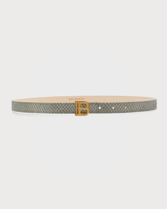 Balmain Python Print Leather Belt | Neiman Marcus