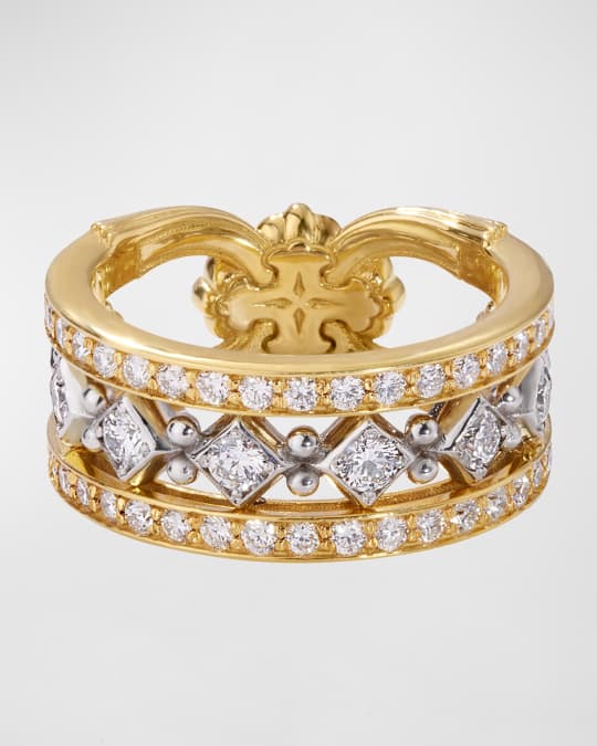 Konstantino 18K Two Tone 3 Row Diamond Ring