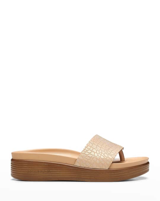 Donald Pliner Fifi Croco Wedge Thong Sandals | Neiman Marcus