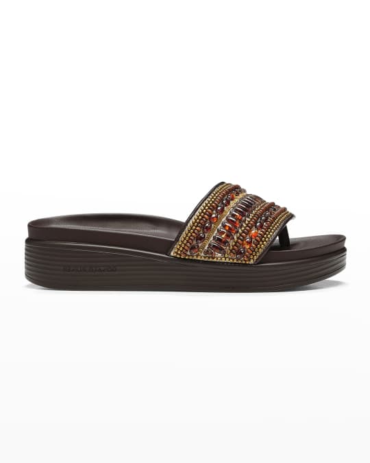 Donald Pliner Fifi Beaded Wedge Thong Sandals Neiman Marcus