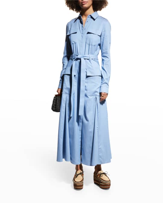 Gabriela Hearst Meyer Belted Midi Cotton-Silk Shirtdress | Neiman Marcus