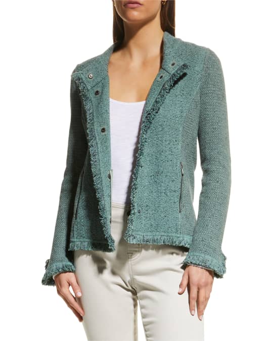 Petite Fringe Mix Snap Front Jacket