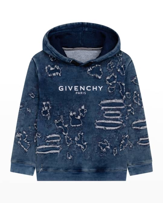 Givenchy distressed hoodie blue on sale