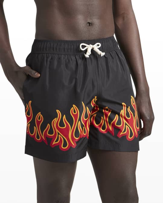 Palm Angels Men's Burning Flames Swim Shorts | Neiman Marcus