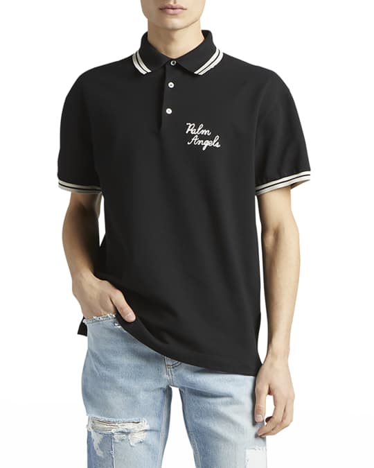 Palm Angels Men's Embroidered Logo Polo Shirt | Neiman Marcus