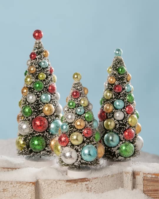 Bethany Lowe Merry & Bright Bottle Brush Christmas Trees, Set of 3