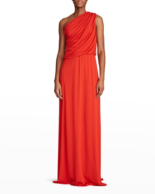 Halston Charlee Draped One-Shoulder Jersey Gown | Neiman Marcus