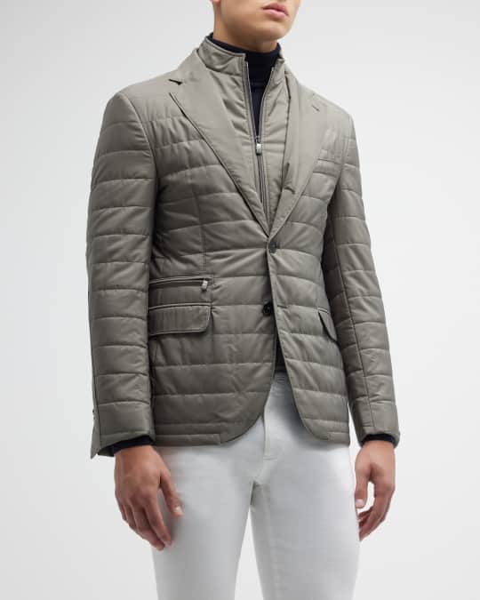 Mens quilted blazer jacket cheap