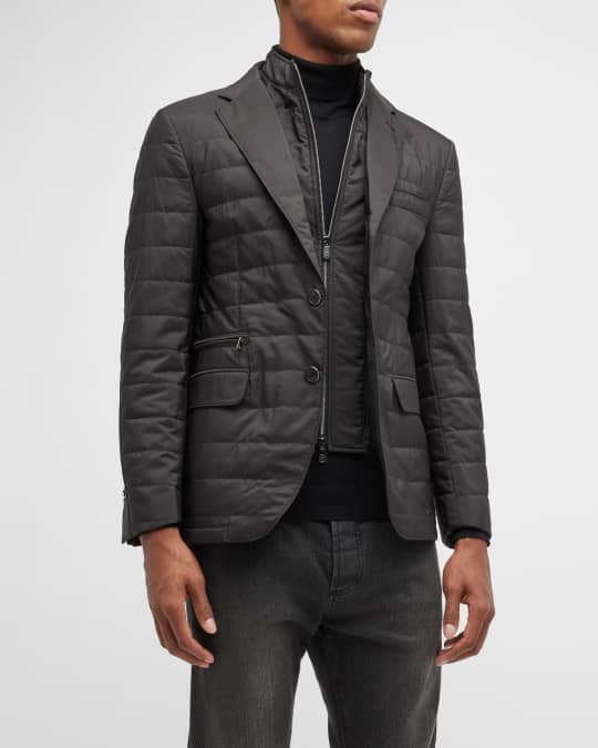 Corneliani Men's Quilted Travel Blazer w/ Detachable Bib | Neiman Marcus