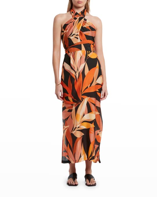 Solari Wrap-Front Halter Maxi Dress