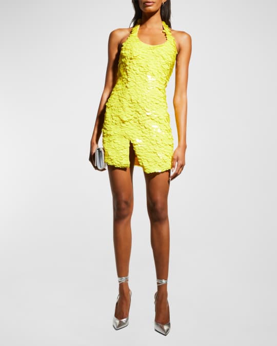 The Attico Allium Sequin Halter Mini Dress | Neiman Marcus