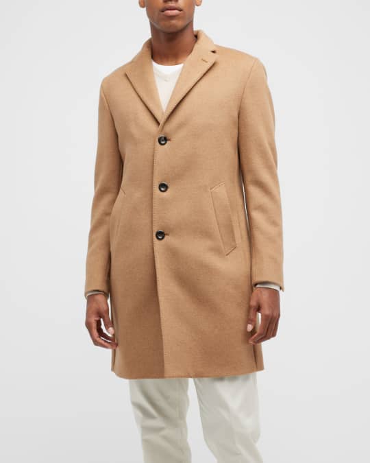 Neiman Marcus Men s Solid Camel Hair Topcoat Neiman Marcus