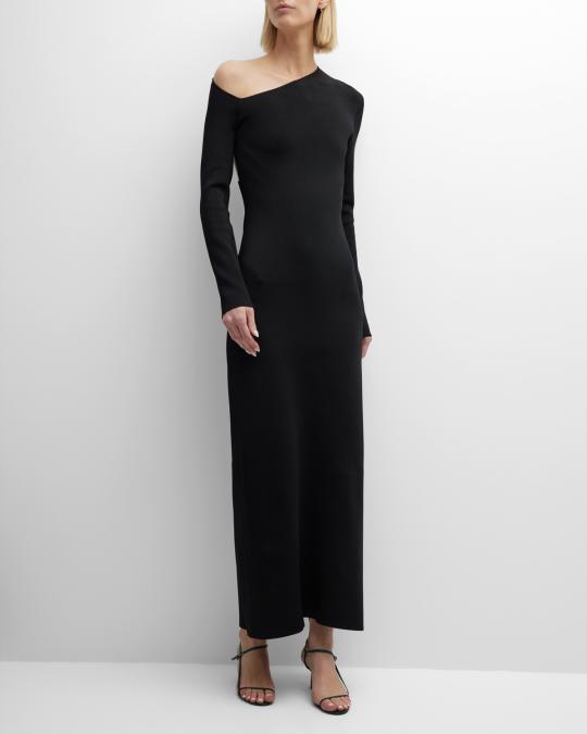 the row one shoulder dress THE ROW Londrina One-Shoulder Long Dress with Back Cutout