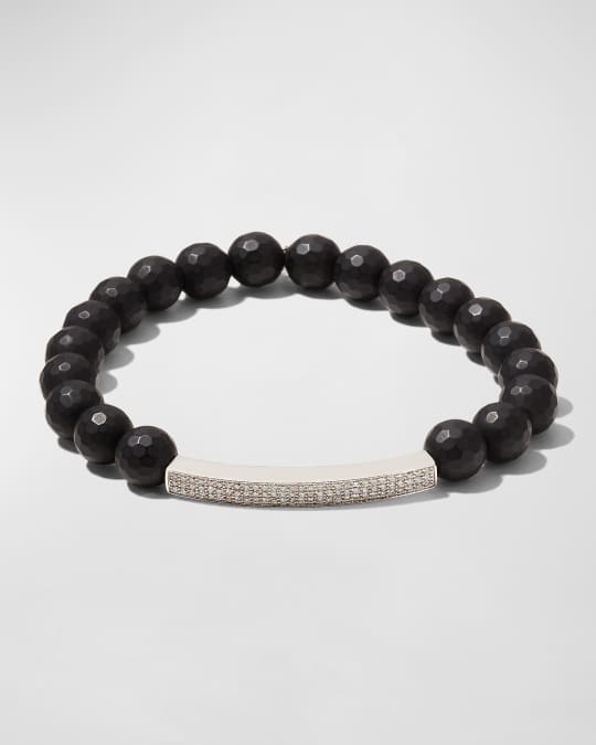 Men's Diamond Pavé Bar Onyx Beaded Bracelet