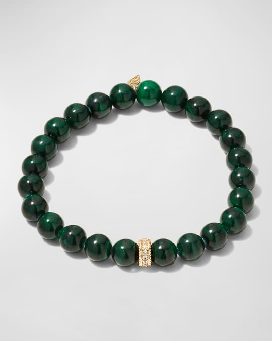 Sydney Evan Men s Malachite Beaded Bracelet w Diamonds Neiman