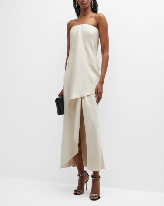 Brandon Maxwell Long Sleeve Mock Neck Gown in Ivory