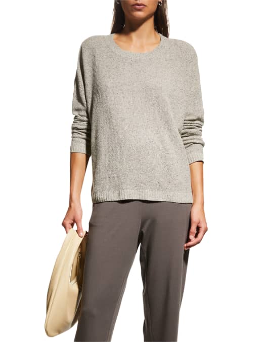 Eileen Fisher Speckle-Knit Crewneck Sweater | Neiman Marcus