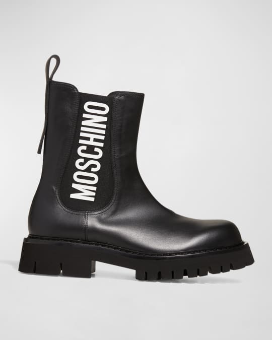 Moschino Men s Leather Logo Chelsea Boots Neiman Marcus