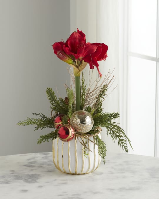 Single Amaryllis Faux-Floral Arrangement