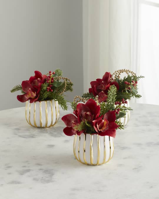 Pave Christmas Orchids, Set of 3 