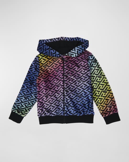 Kid s Velour Rainbow Greca Hoodie Size 4 6