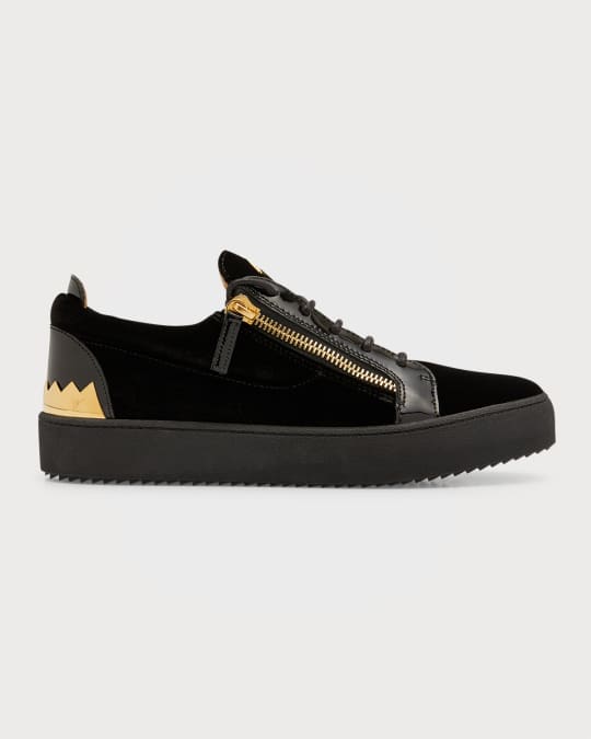 Giuseppe Zanotti Men s Veronica Velvet Zip Low Top Sneakers Neiman Marcus
