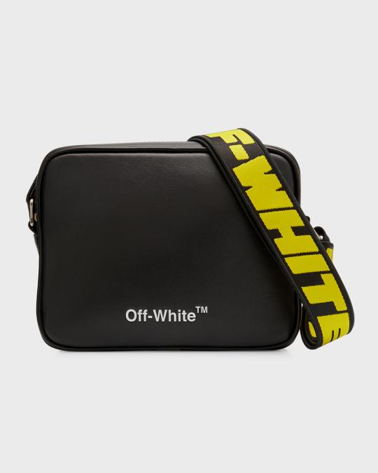 Off-White Men's Hard Core Logo Leather Crossbody Bag | Neiman Marcus