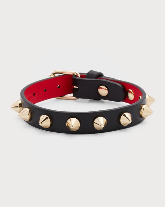 Christian Louboutin Men's Loubilink Spike Leather Bracelet | Neiman Marcus