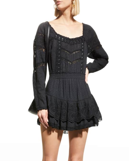 LoveShackFancy Sanaya Cotton Eyelet Lace Mini Dress | Neiman Marcus