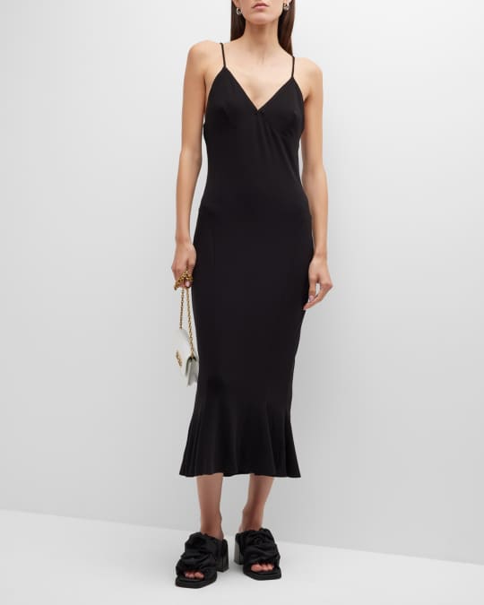 Norma Kamali Fishtail Midi Slip Dress | Neiman Marcus