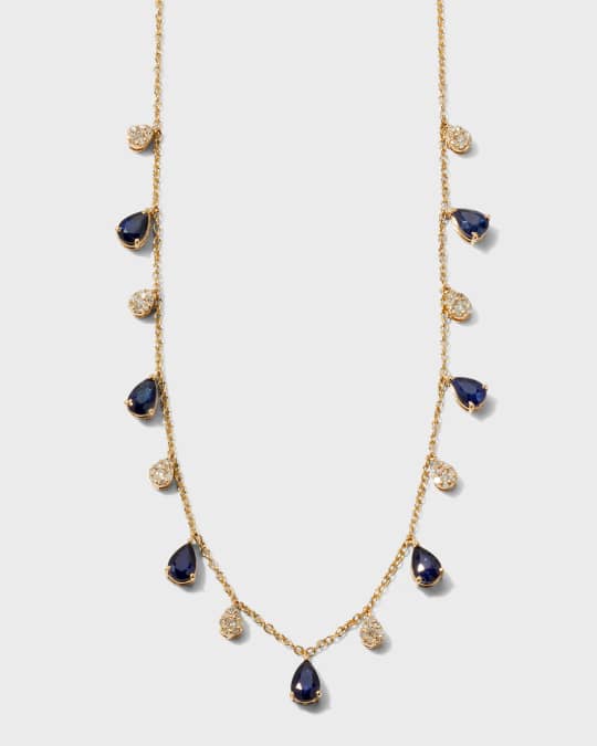 Pear Sapphire and Diamond Shaker Necklace