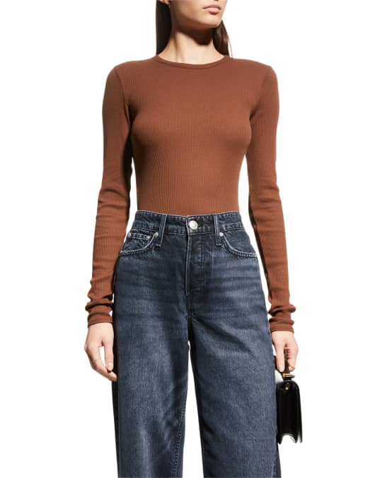 Solange Ribbed Long Sleeve Top - Coffee main image 1