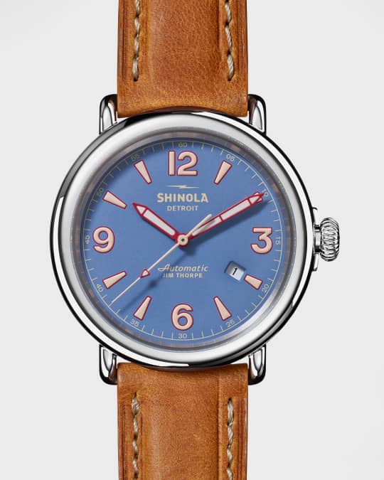 Shinola Men s Jim Thorpe Great American Series Runwell Automatic Watch Gift Set 45mm Neiman Marcus