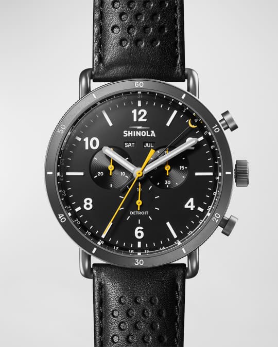 Men's Canfield Sport Leather Chronograph Watch, 45mm