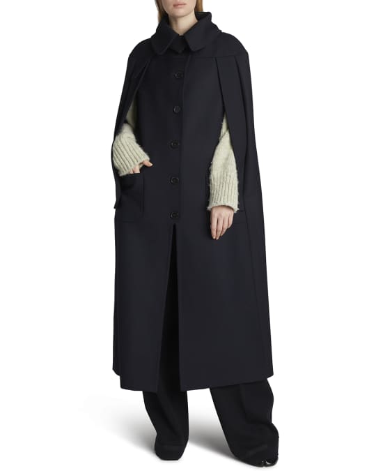 Pleated Long Cape Coat